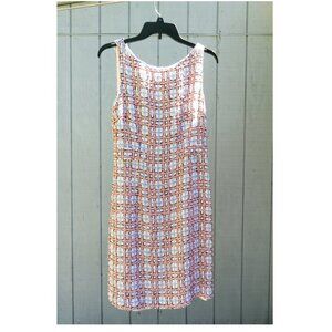 Milly Tweed Dress 10 Silk Lined White Orange Blue